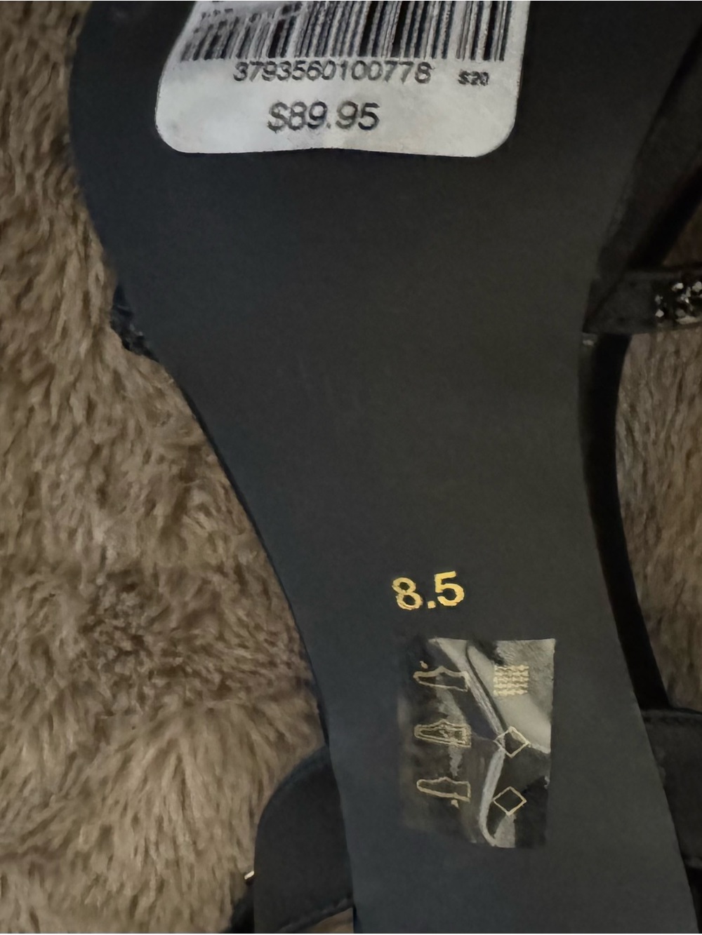 le chateau Brand New Sparkle Crystal Black Strappy T‑Bar Evening Satin Heels - Picture 10 of 15